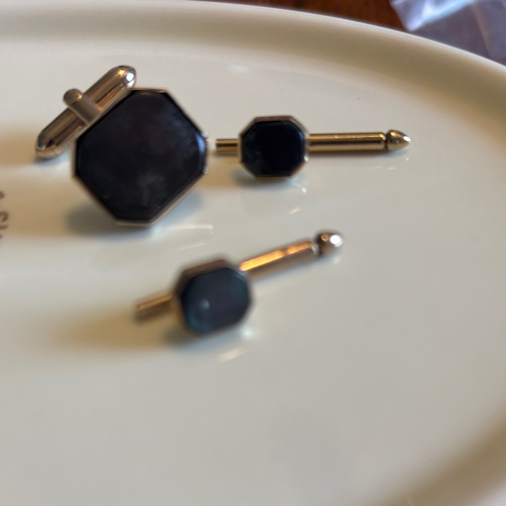 SWANK Black and Silver Cufflinks